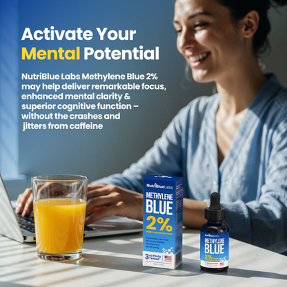 NutriBlue Labs Methylene Blue, 2% Pharmaceutical Grade, USP Methylene Blue Drops for Humans, Premium Methylene Blue Solution, Methylene Blue Supplement, 50ml (90 Servings)